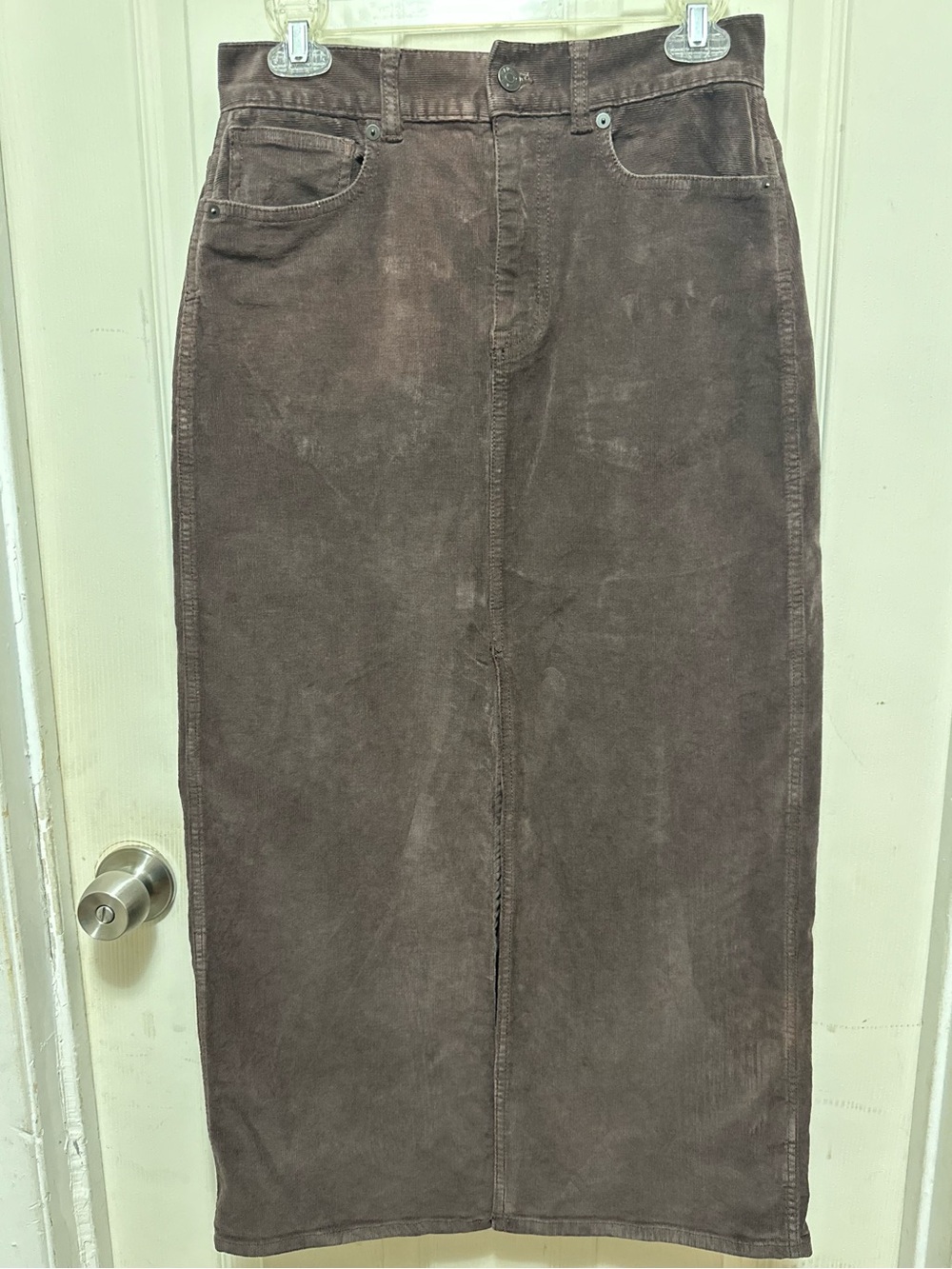 Madewell Corduroy in Espresso Brown Midi Skirt Size 25 *637